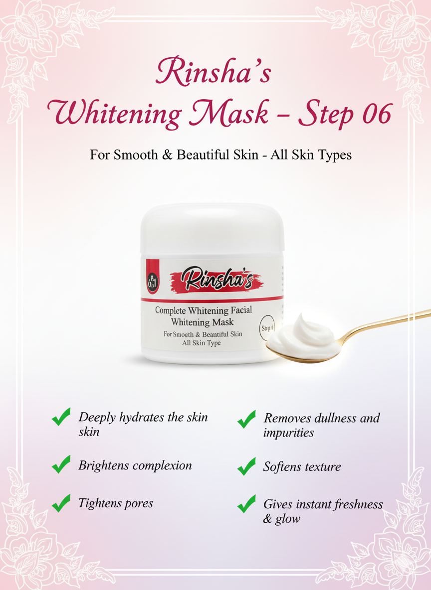 Rinsha’s 6 in 1 Complete Whitening Facial Kit – Vitamin E & Retinol | Family Facial Kit for Glowing & Fair Skin