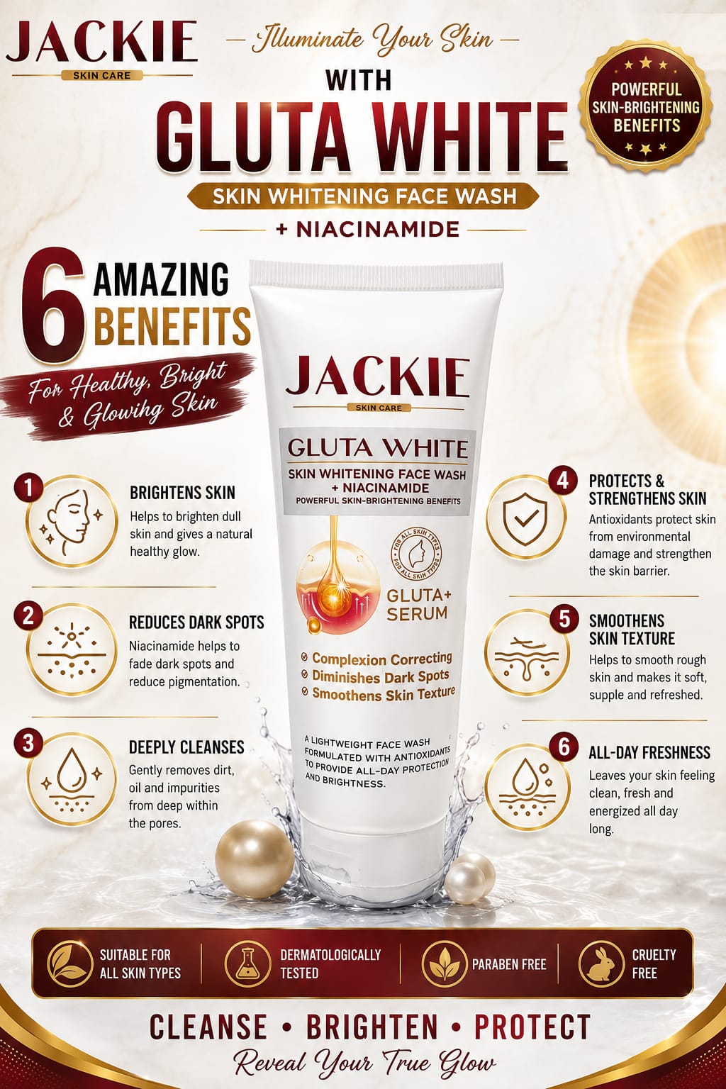 Jackie Gluta White Facewash--with Niacinamide