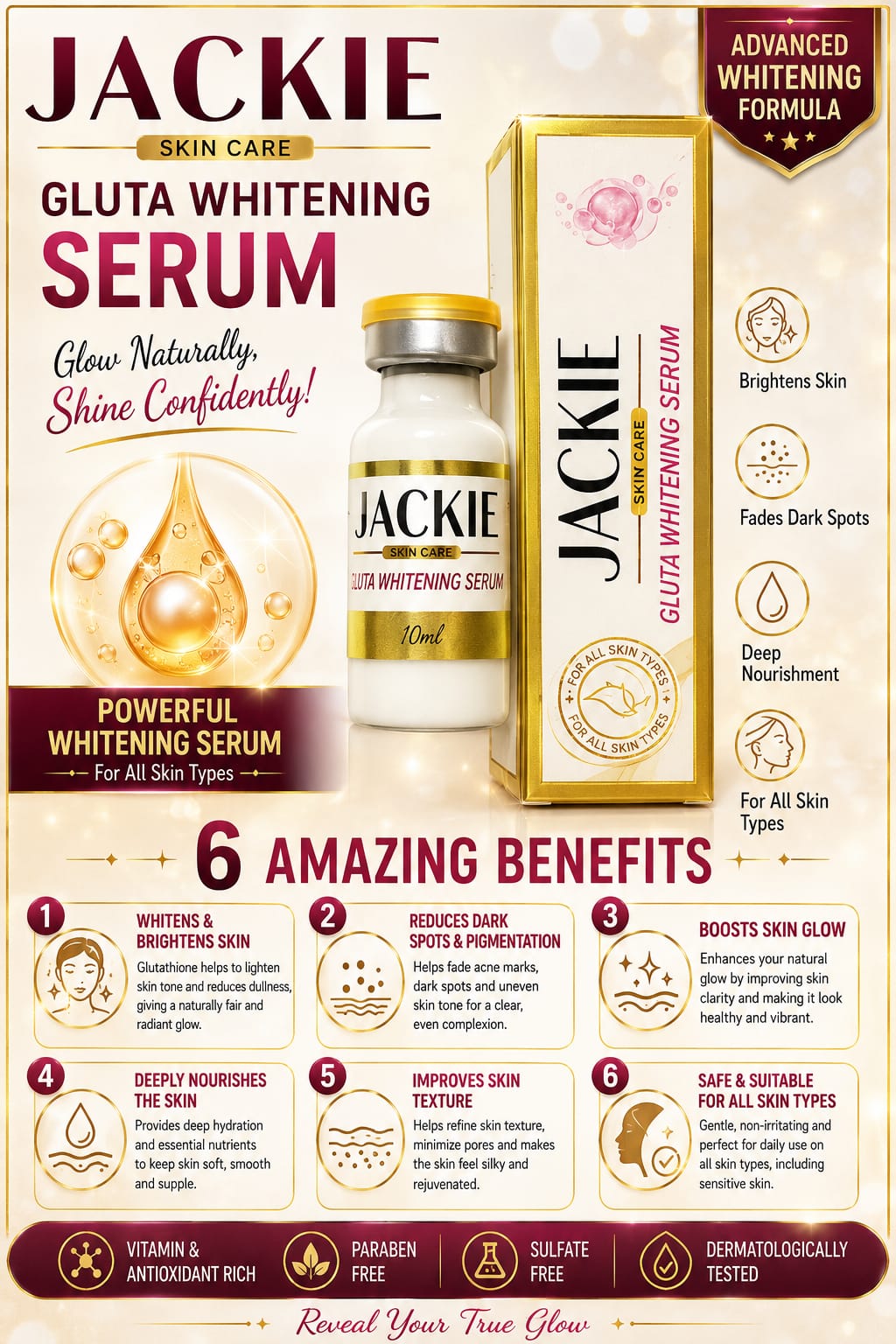 Jackie Gluta Whitening Serum-- Advanced Formulation
