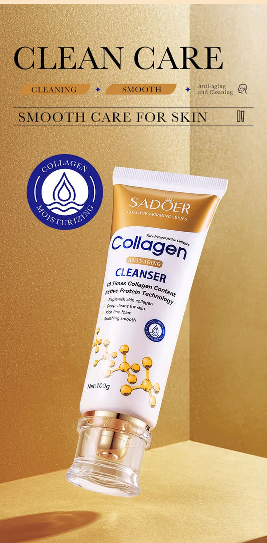 SADOER Collagen Anti Aging Wrinkles Smoothing Cleansing Pores Facial Wash Moisturizing Facial Product Face Skin Care Anti Aging Wrinkle treatment Cleansing