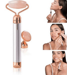 New 2 In 1 Flawless Contour, Flawless Jade Roller, Micro Vibrating Facial Roller And Massager, Automatic Facial Vibrate Face Massager, Electric Pink Rose Quartz Facial Massager, Vibrating Face Body Massage Tool, Skin Care Lift Tightening Women Beauty Bar