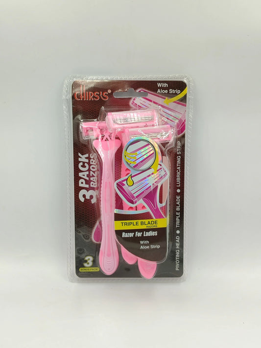 Chirs's Tripple Blade Razors With Aloe Strip For Girls & Women