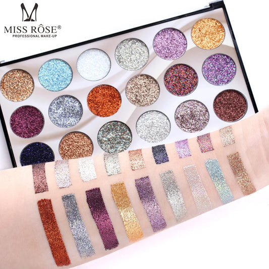 Miss Rose 18 Color Glitter Eyeshadow Palette