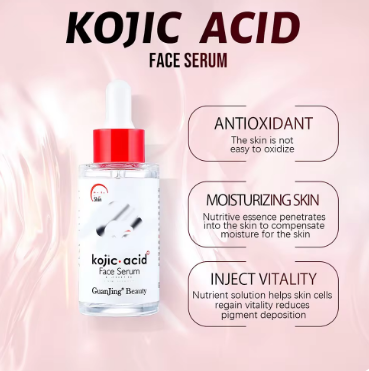 GuanJing Kojic Acid Face Serum 40ml Brighten Moisturizing Essence Skin Care Glycerol Niacinamide Hyaluronic Acid Serum