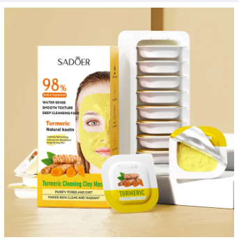 ROREC SADOER Turmeric Cleaning Clay Mask Water Sense Smooth Texture Deep Cleansing Face Mud Mask (7.5g x 8pcs)