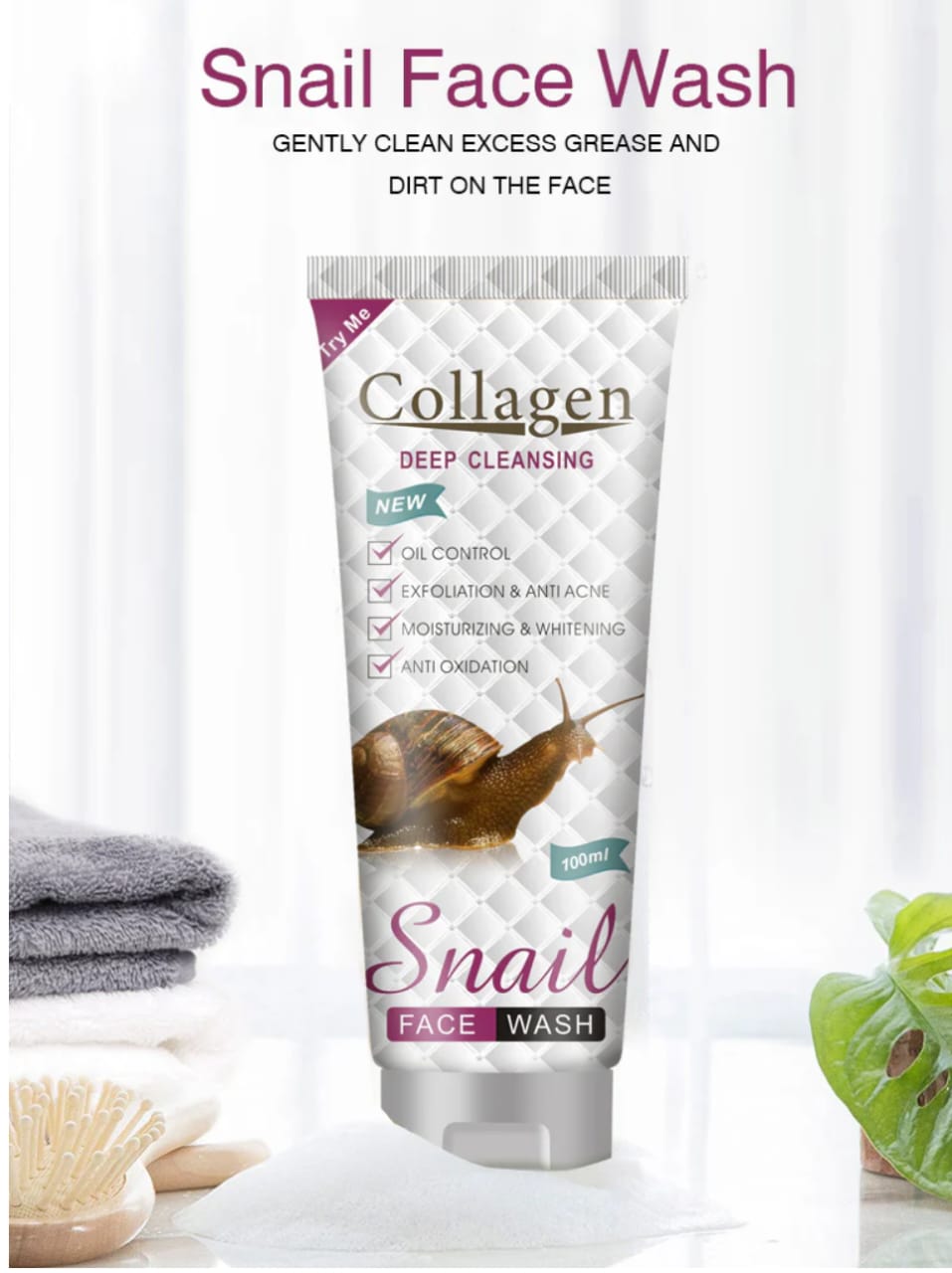 Collagen Deep Cleansing Essence Snail Face Washs 100ml