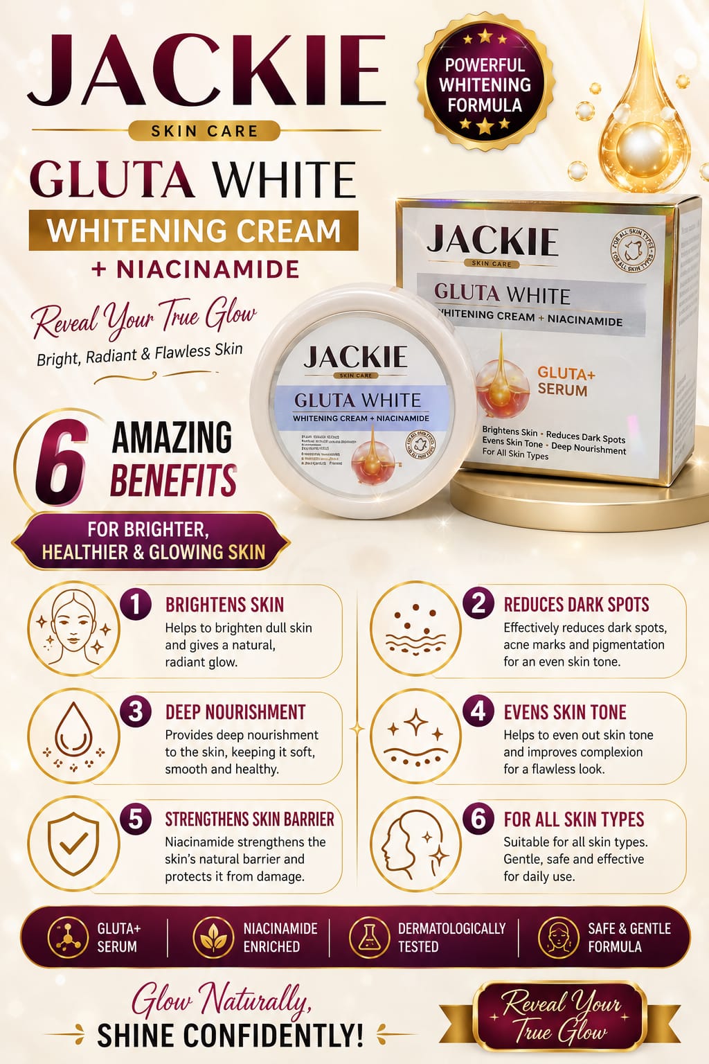 Jackie Gluta Whitening Cream-- Advanced Formulation