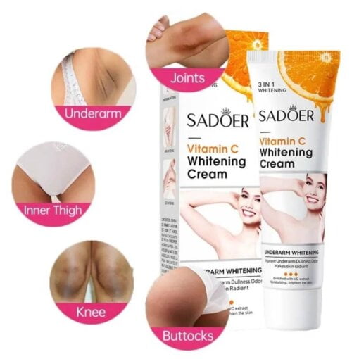 Sadoer Vitamin C Cream 3 in 1, Moisturizing Skincare Underarm Cream, Hyaluronic Acid Body Corrector Cream, Skin Tone Even Cream for Armpit, Neck, Knees, Elbows, Inner Thigh, Private Parts  (private)