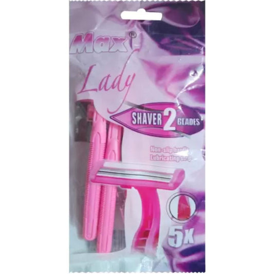 Max Lady Shaver 2 Blades Non Slip Handle Lubricating strip (05 Pcs)