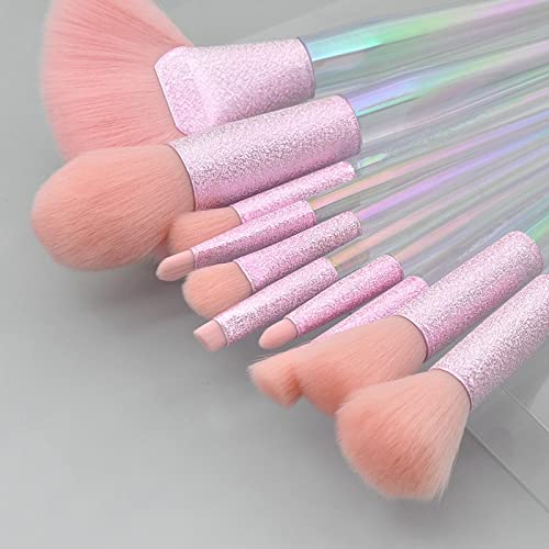 CHYSP 10 PCS Transparent Frosted Handle Makeup Brusher Beauty Tools Eye Shadow Powder Blush Eyebrow Brush Foundation (Color : A)