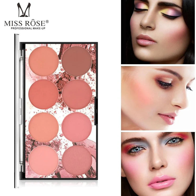 8 Color MISS ROSE Blush Palette