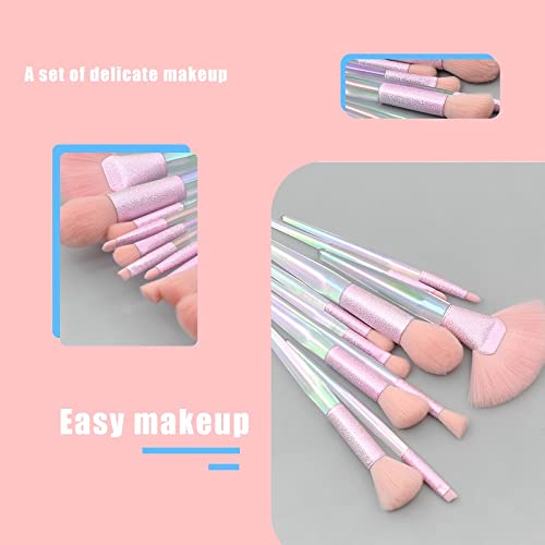 CHYSP 10 PCS Transparent Frosted Handle Makeup Brusher Beauty Tools Eye Shadow Powder Blush Eyebrow Brush Foundation (Color : A)