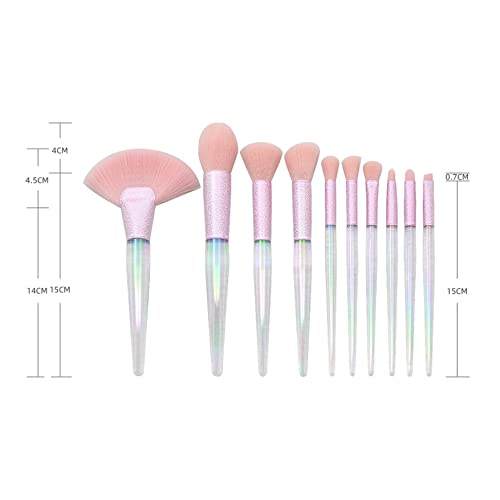 CHYSP 10 PCS Transparent Frosted Handle Makeup Brusher Beauty Tools Eye Shadow Powder Blush Eyebrow Brush Foundation (Color : A)